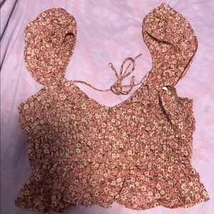 Altar'd State Floral Blouse in Pink and Cream